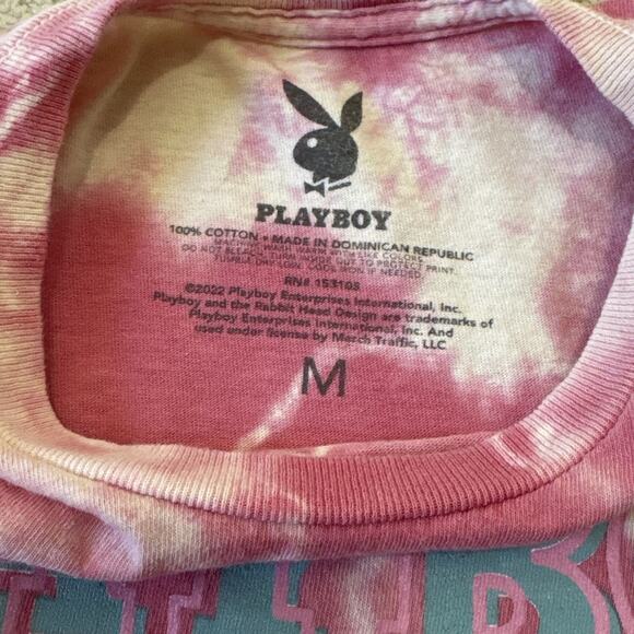 PLAYBOY Bunny / Tie Dye Graphic T-Shirt Adult Size MED Andy Warhol Pink Retro - Picture 3 of 7